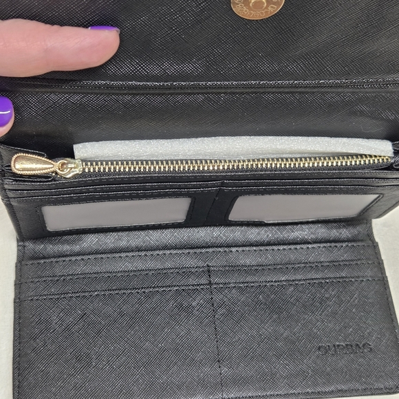 Black Laser Cut Floral Trifold Wallet - NWT Bohemian Sunflower - Picture 8 of 11